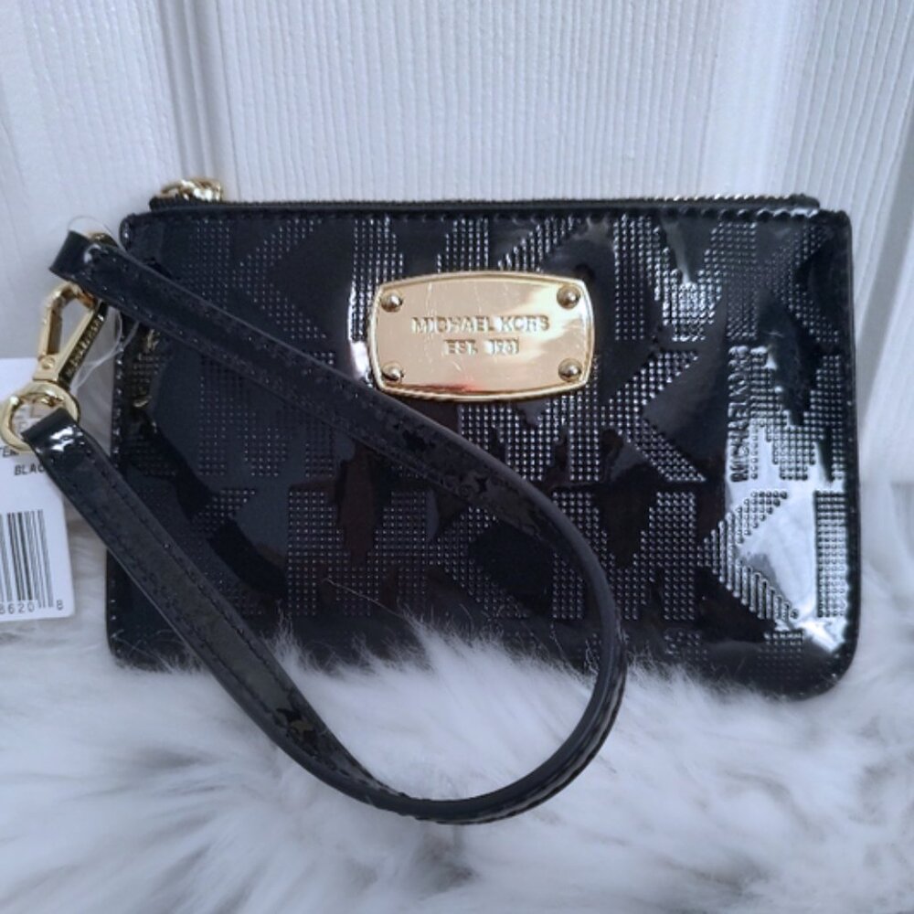 Michael Kors Jet Set Patent Embossed Wristlet.
